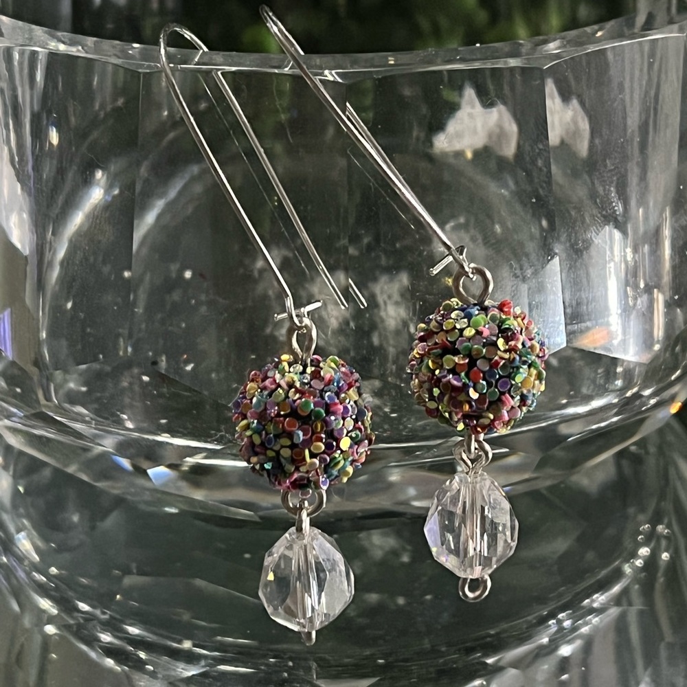Confetti Crystal Dangle Statement Earrings - image 3